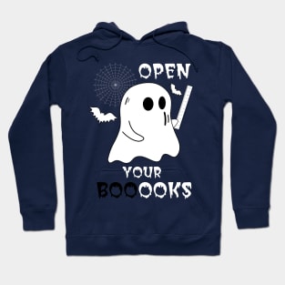 Boo Boo Crew Teacher Ghost Holding Ruler Funny Halloween - Open Your Booooks - Teacher Gift Hoodie